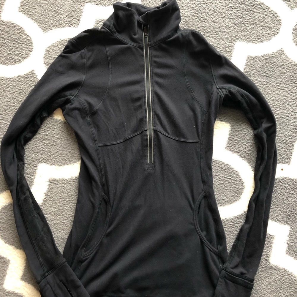 Lululemon black quarter zip with lace detail